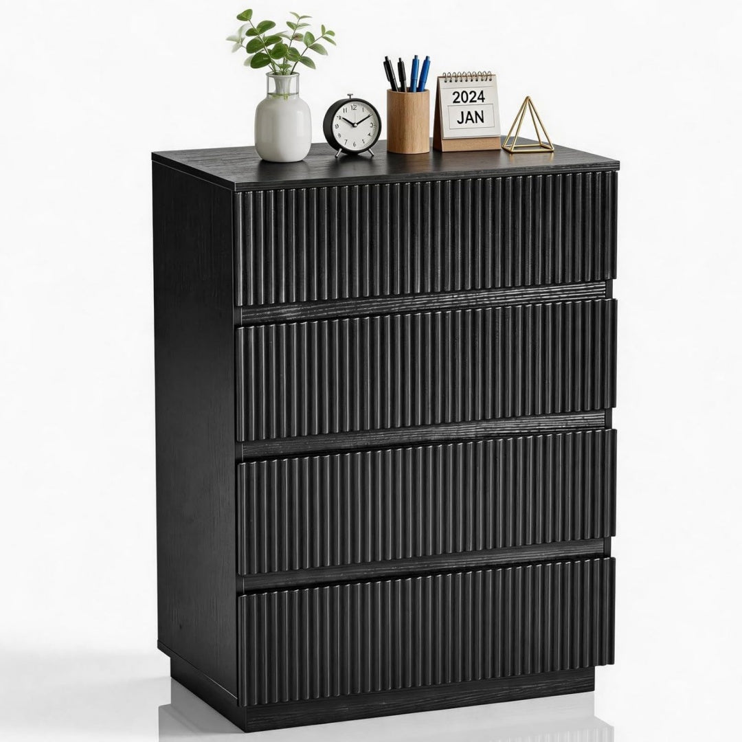 Commode gris fonce 4 tiroirs minimaliste