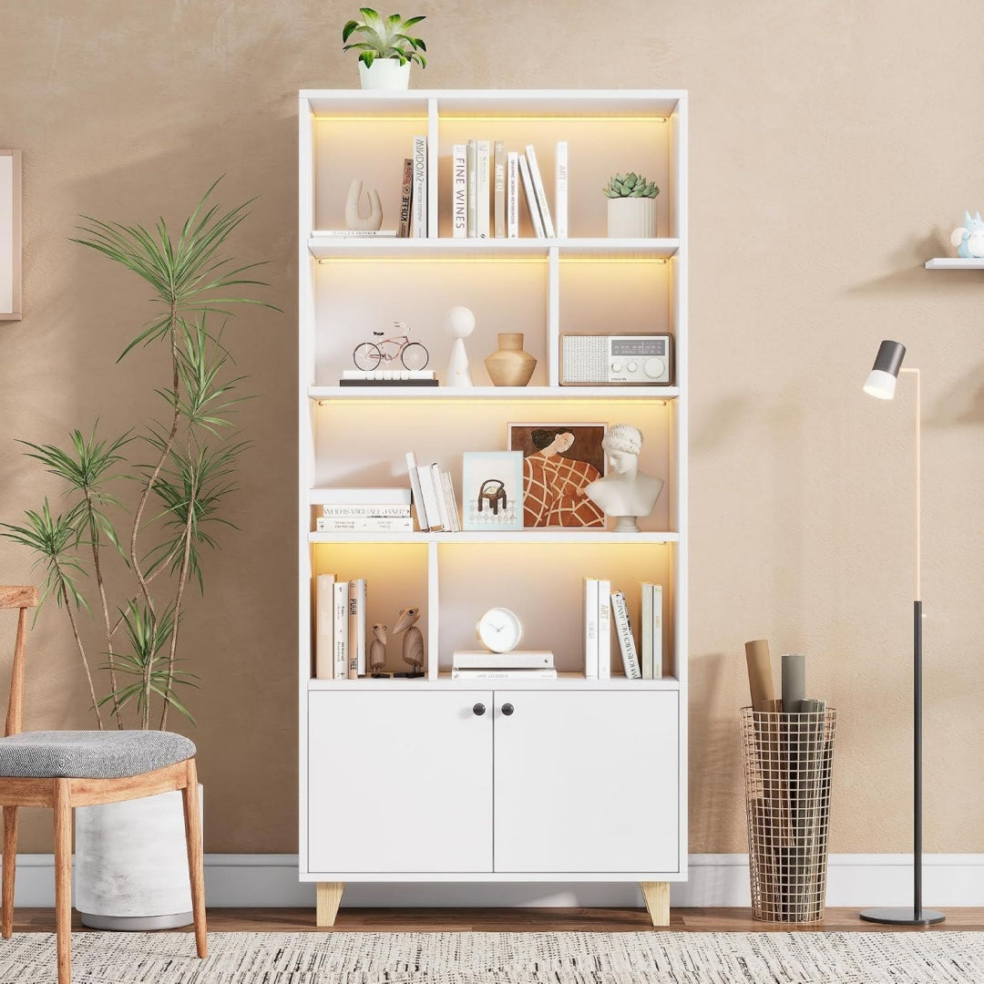 Idee entree, bibliotheque murale gris clair en bois style scandinave