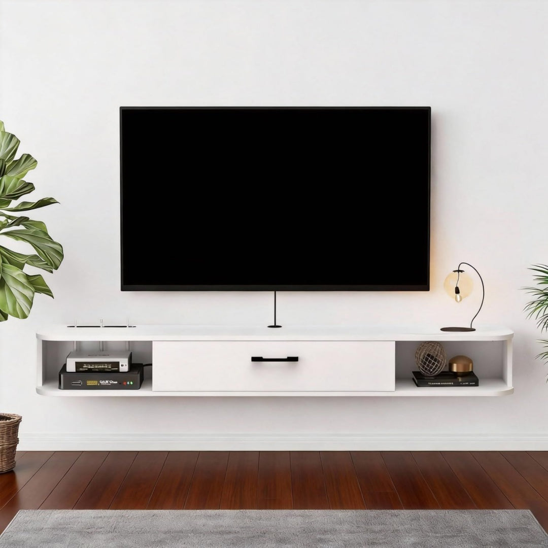 Meuble TV minimaliste en bois massif et contreplaque