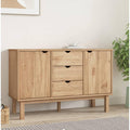 Credence beige bois ingenierie 118 cm, rangement style scandinave