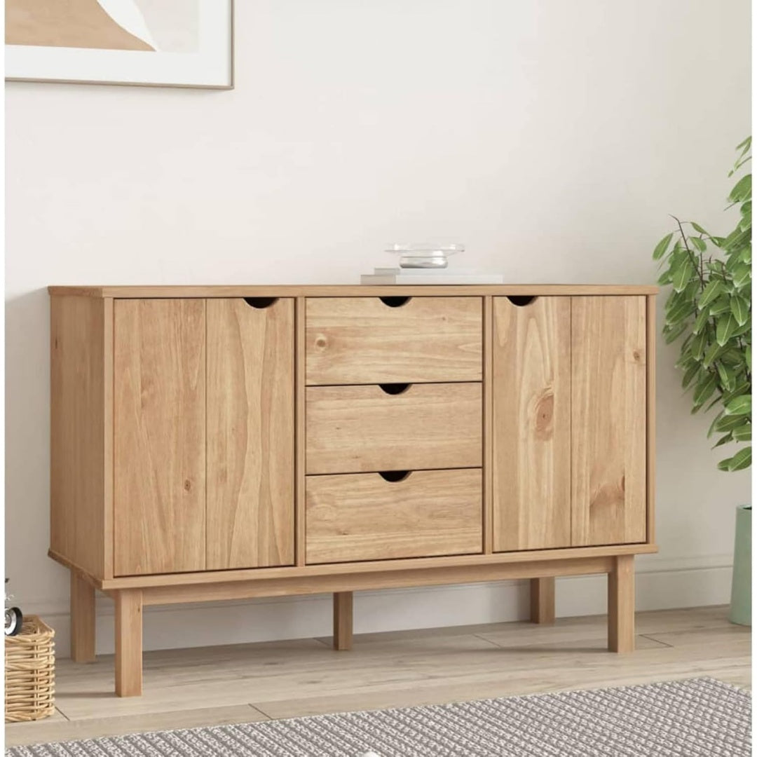 Credence beige bois ingenierie 118 cm, rangement style scandinave