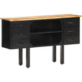 Buffet en bois massif, noir, industriel (30 x 110 x 65 cm)