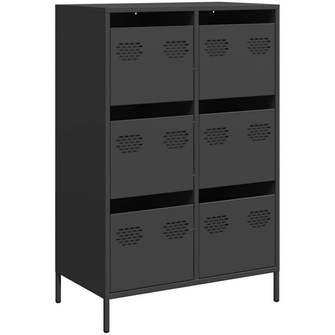 Buffet structure en acier 6 tiroirs gris fonce