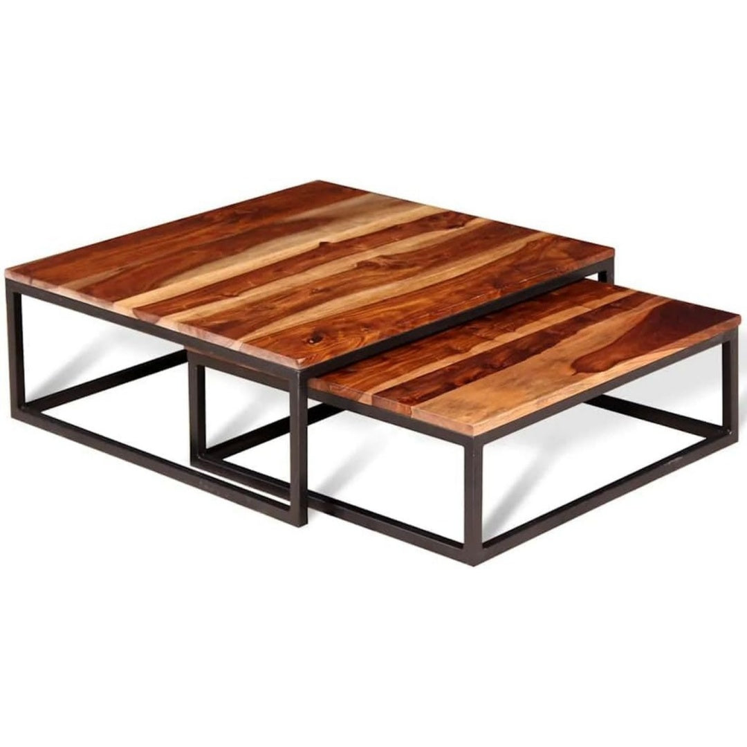 Tables gigognes de style rustique marron