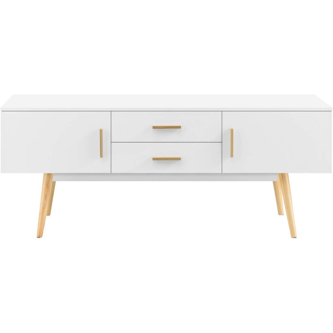 Meuble TV design moderne gris clair 140 x 40 x 56 cm