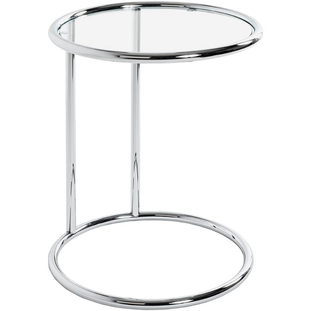 Bout de canape en acier et verre