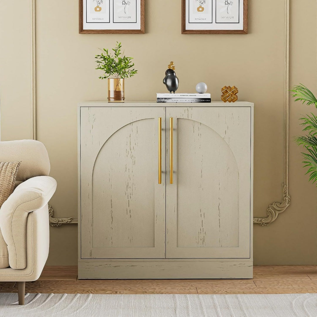80 x 40 x 78 cm buffet creme effet chene fume