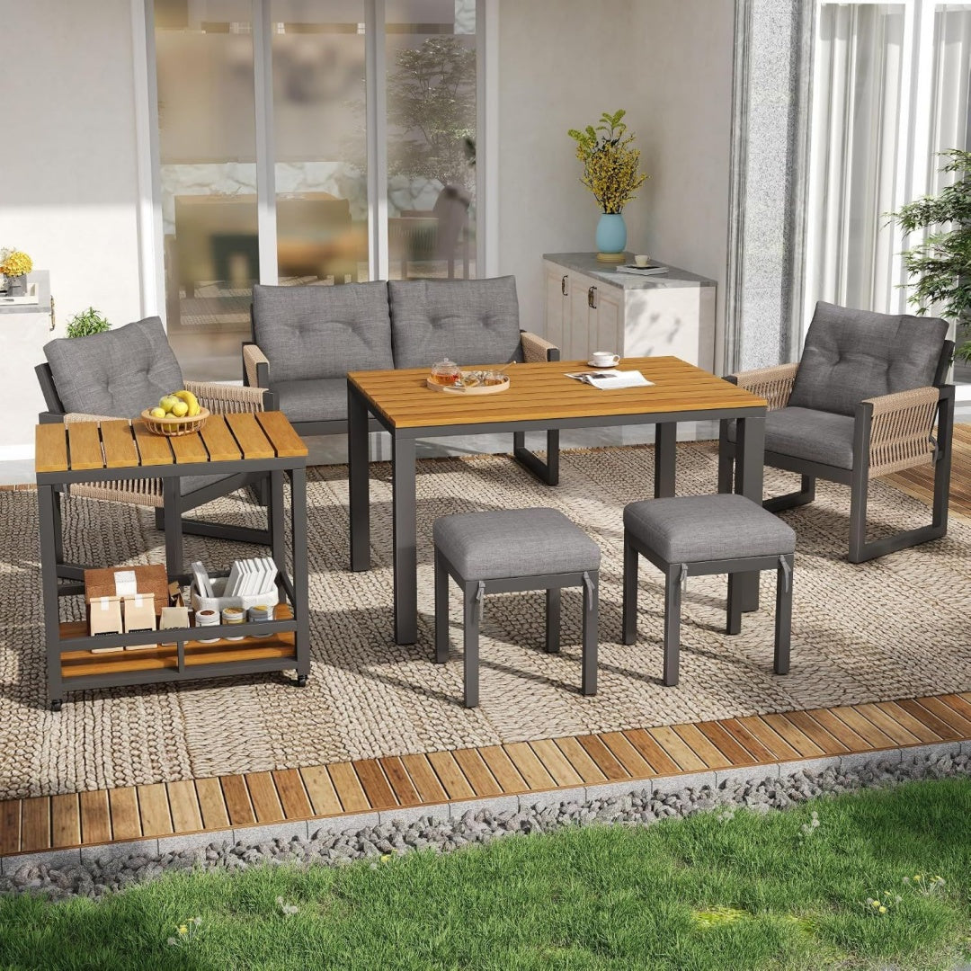 150 x 80 x 75 cm salon de jardin gris avec prises USB