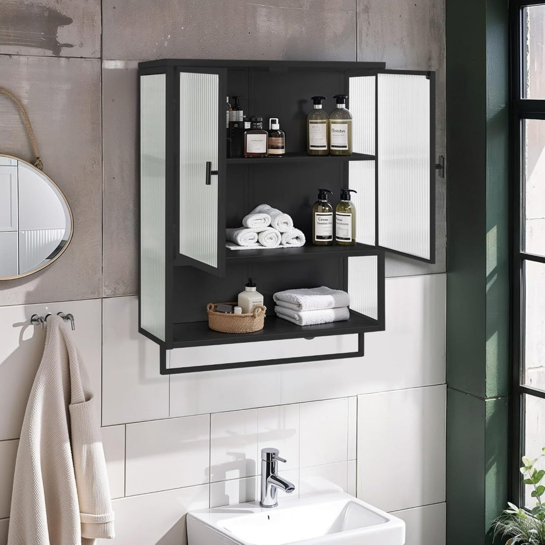 Dans chambre, vitrine gris en verre trouve sa place