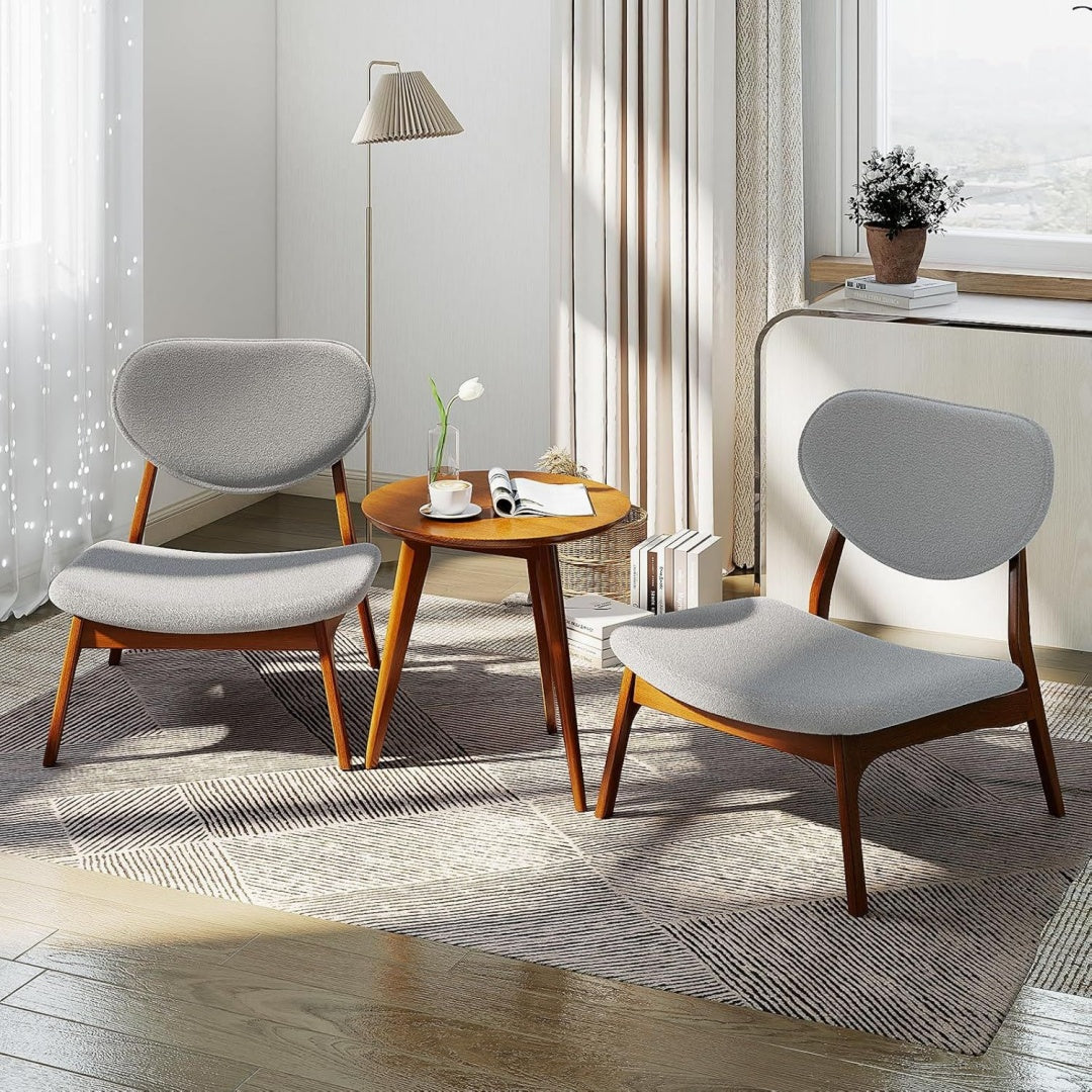 Fauteuil design moderne gris en bois massif