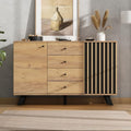 Buffet marron en bois massif et MDF robuste