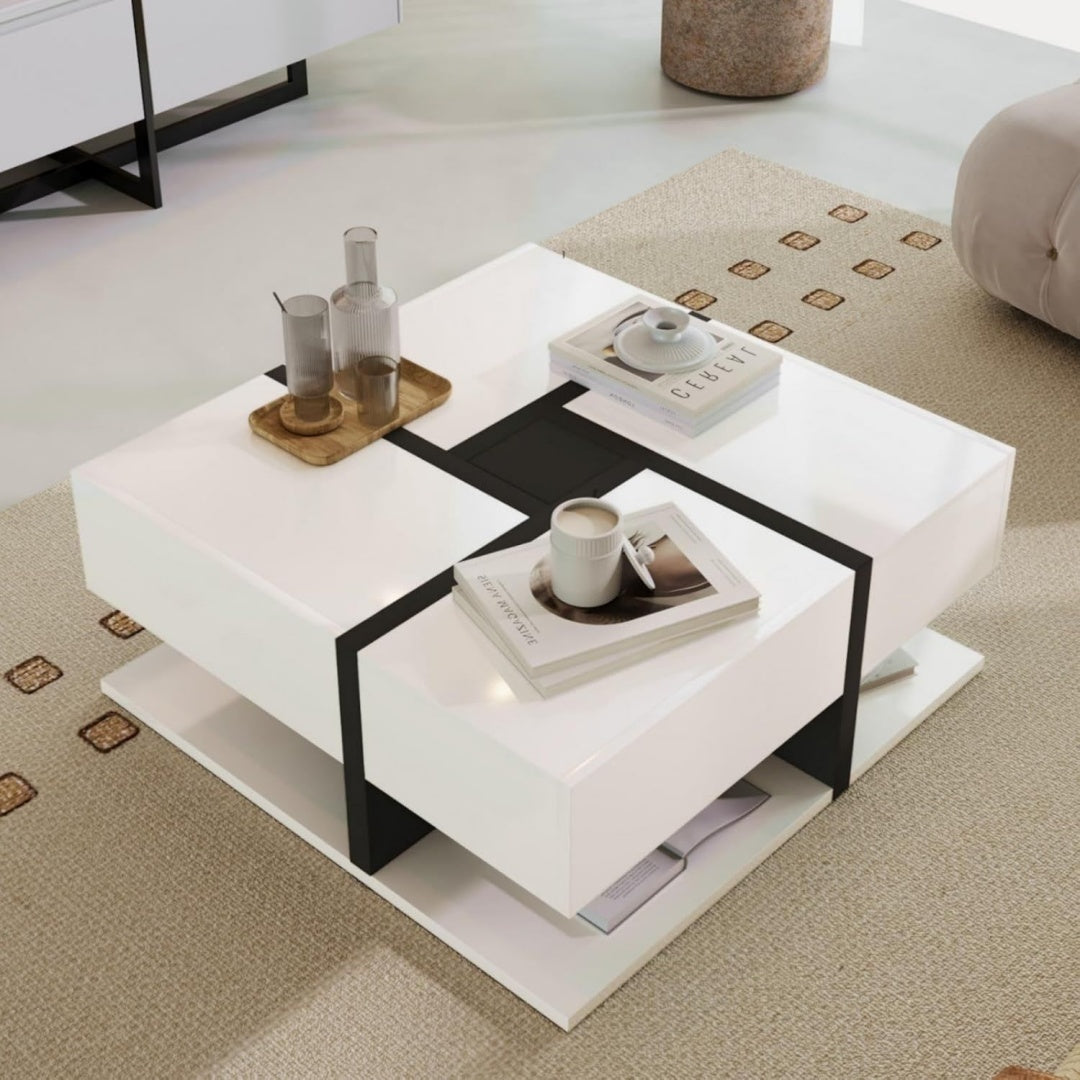Robuste table basse gris 78 x 78 x 36 cm