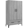 Enfilade gris fixation murale a 2 portes 1 tiroir bois ingenierie