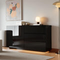Astuce, credence gris en panneau de particules 2 portes 3 tiroirs