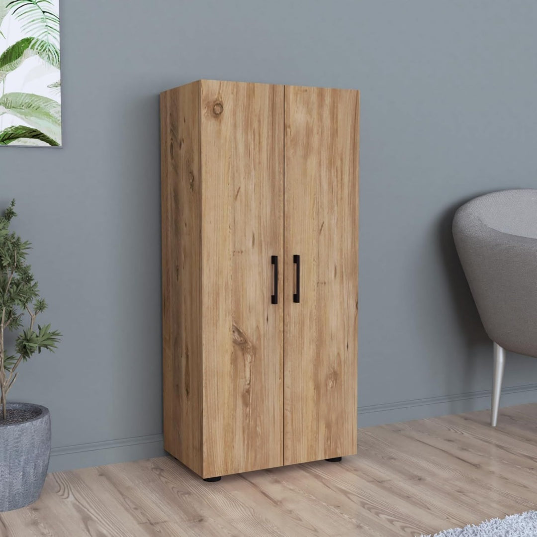 Placard gris 3 etageres reglables, bois ingenierie et design epure