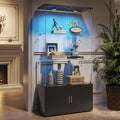 Vitrine bordeaux, verre trempe, 78.5 x 35 x 164 cm, rangement intelligent