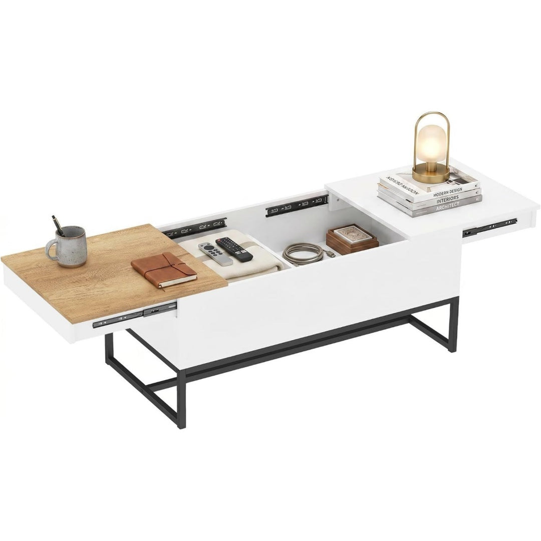 Chaleureux, table basse en bois gris clair style moderne