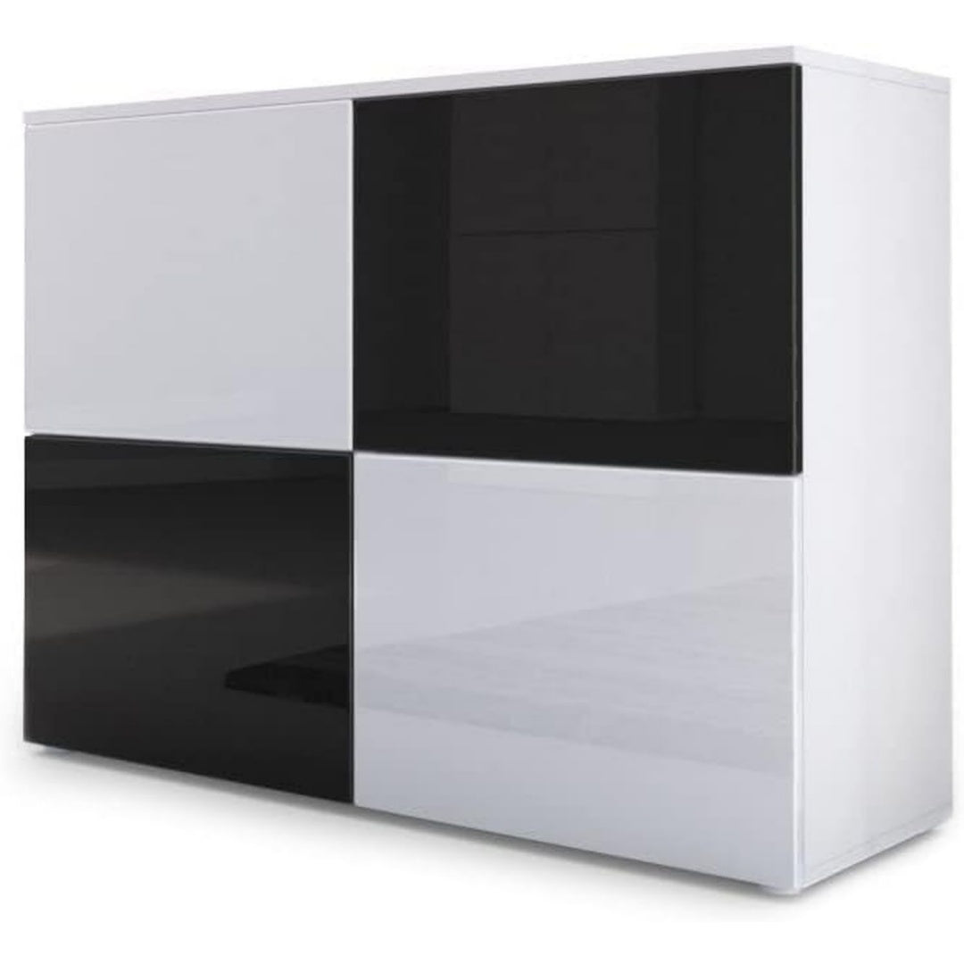 Commode gris en MDF, style contemporain, rangement spacieux