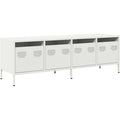 Allure Raffine, meuble TV gris clair en metal 4 tiroirs