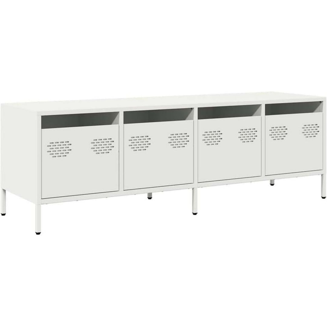 Allure Raffine, meuble TV gris clair en metal 4 tiroirs