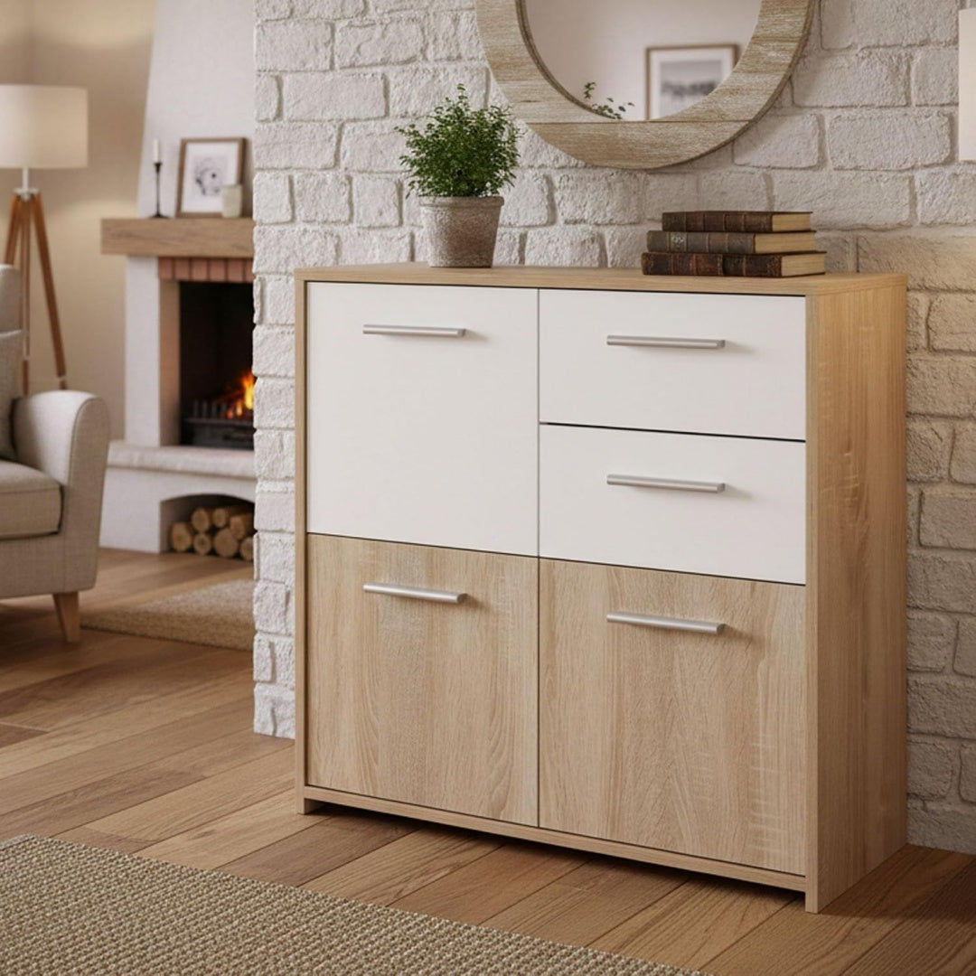 Commode lumineuse marron laque brillant