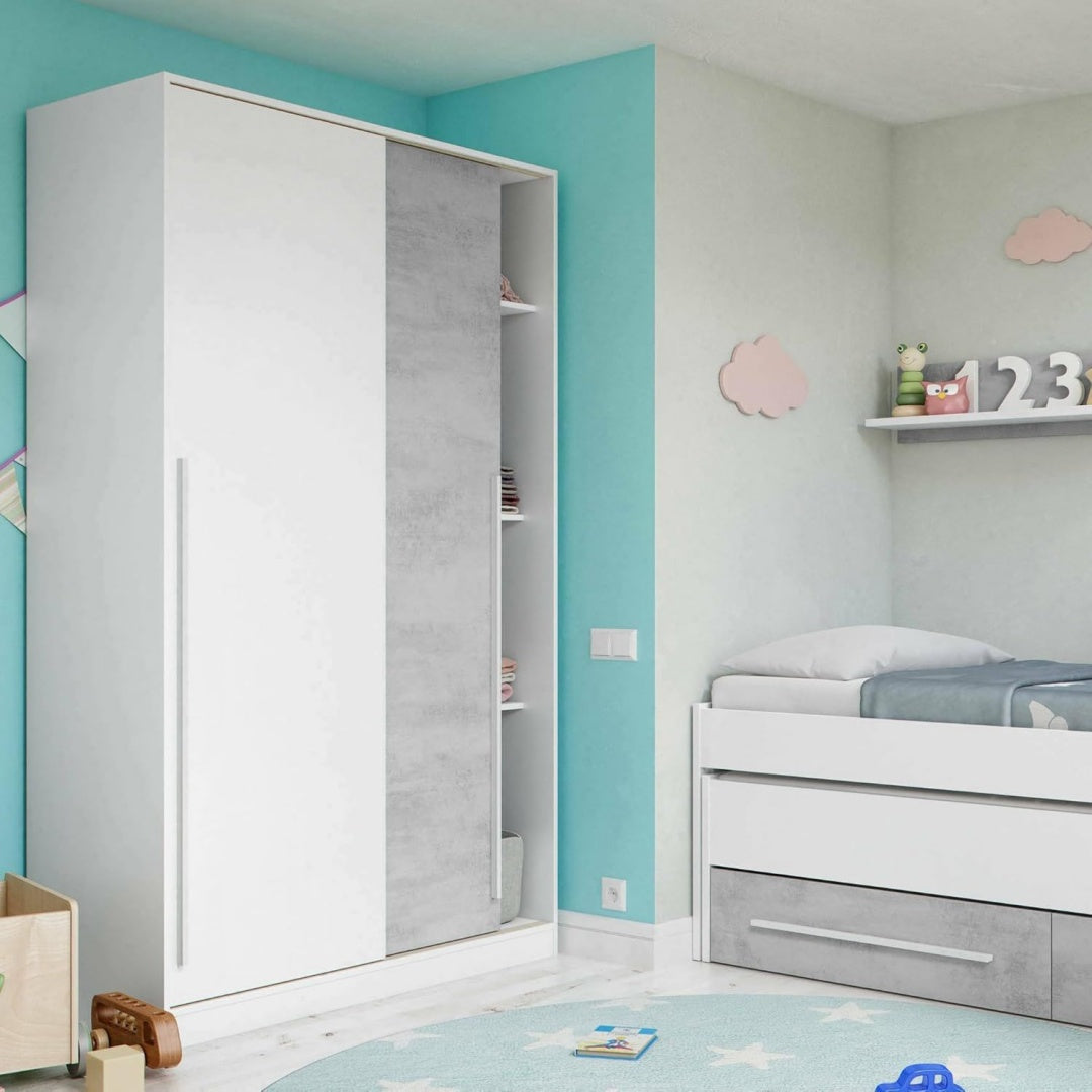 Penderie gris clair 2 portes moderne
