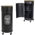 Meuble de rangement structure metallique gris fonce sur roulettes