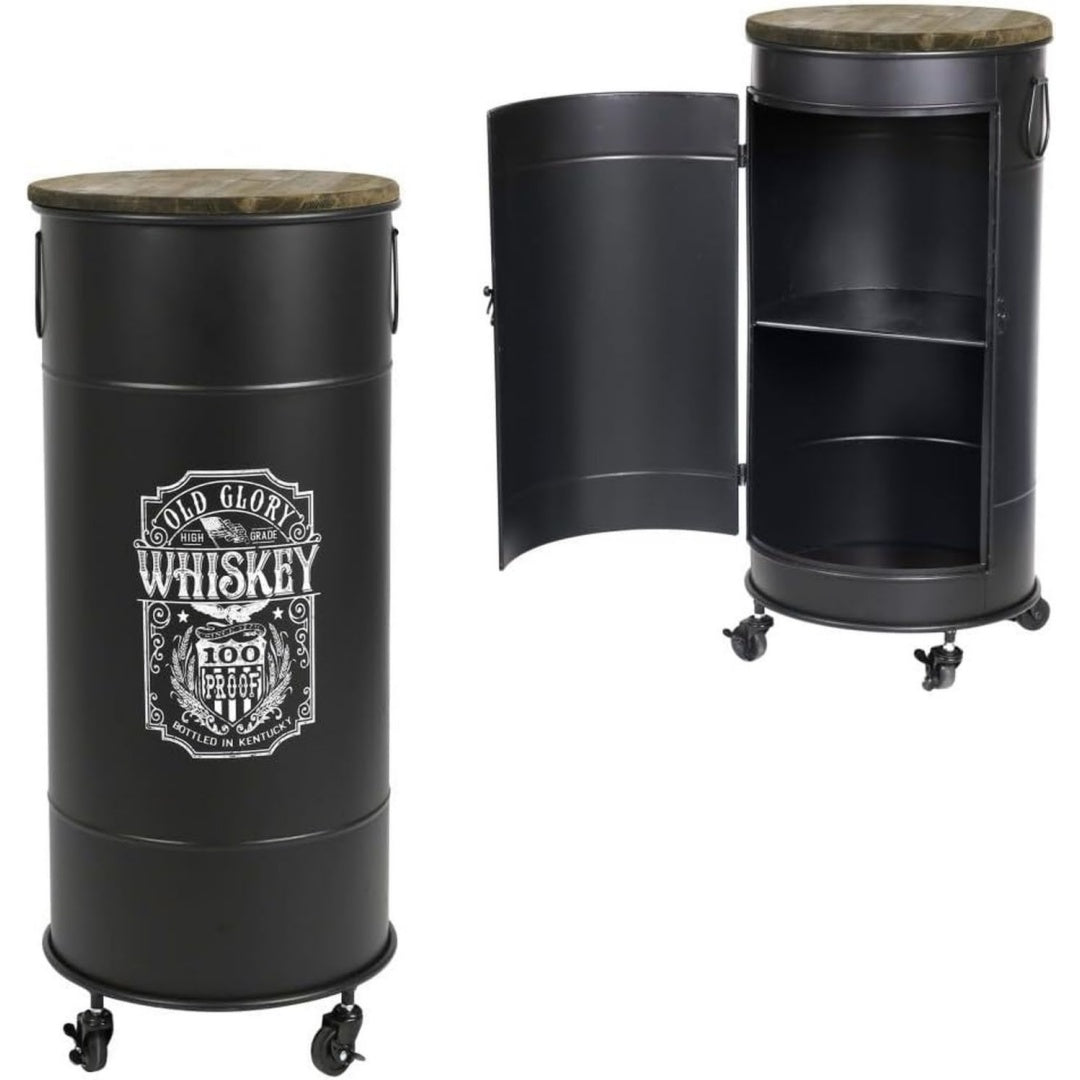 Meuble de rangement structure metallique gris fonce sur roulettes