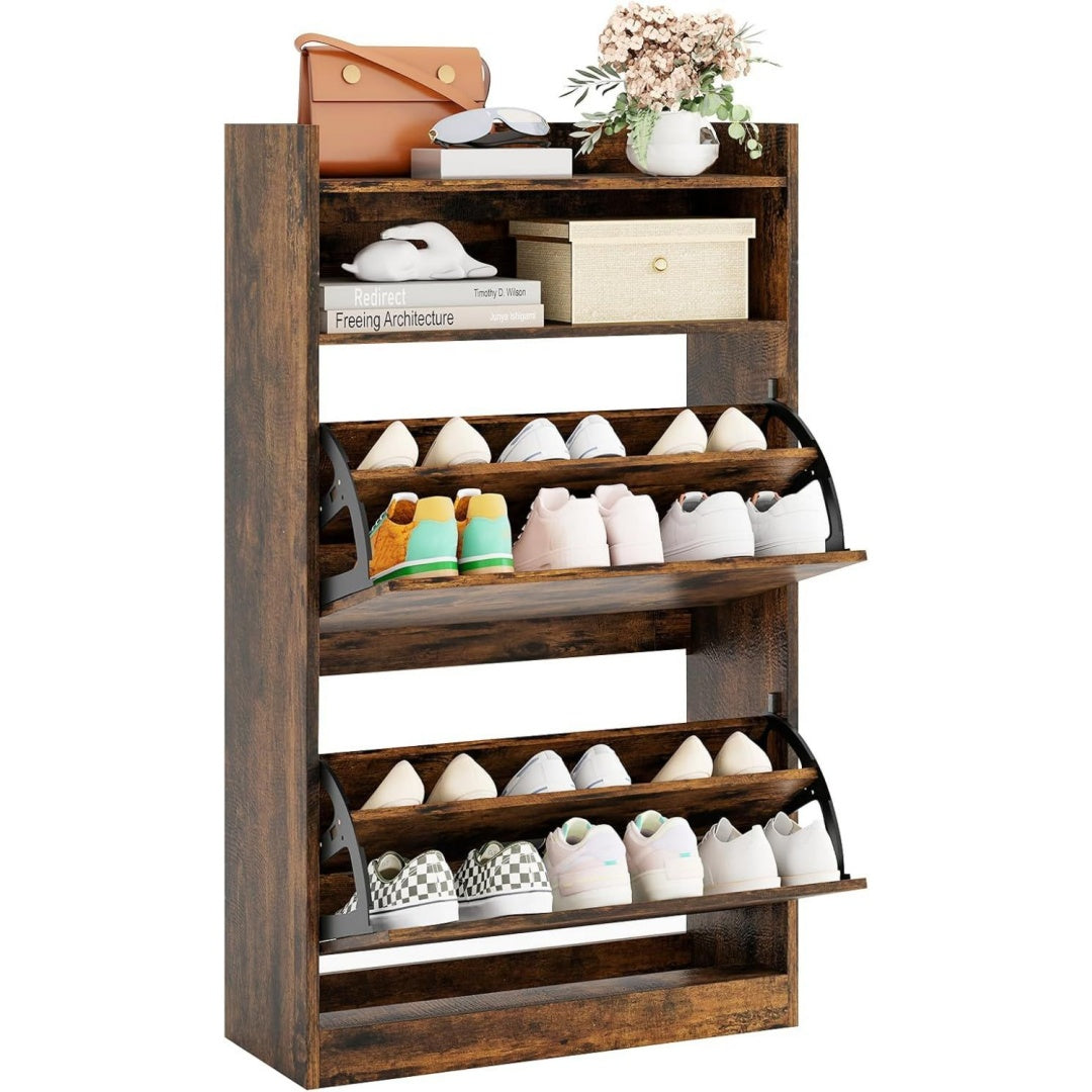 Style industrielle armoire a chaussures marron 60 x 24 x 102 cm