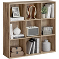 Bibliotheque etagere marron 9 etageres de rangement, materiau durable design moderne